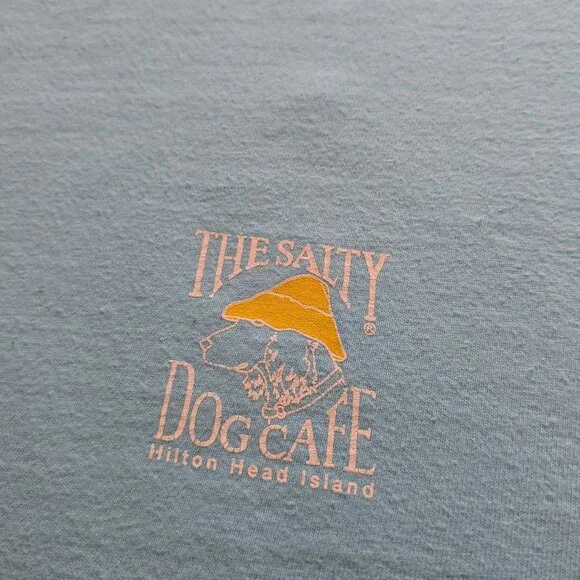 Vintage The Salty Dog Cafe Long Sleeve Shirt Size L Hanes light blue - Picture 3 of 7